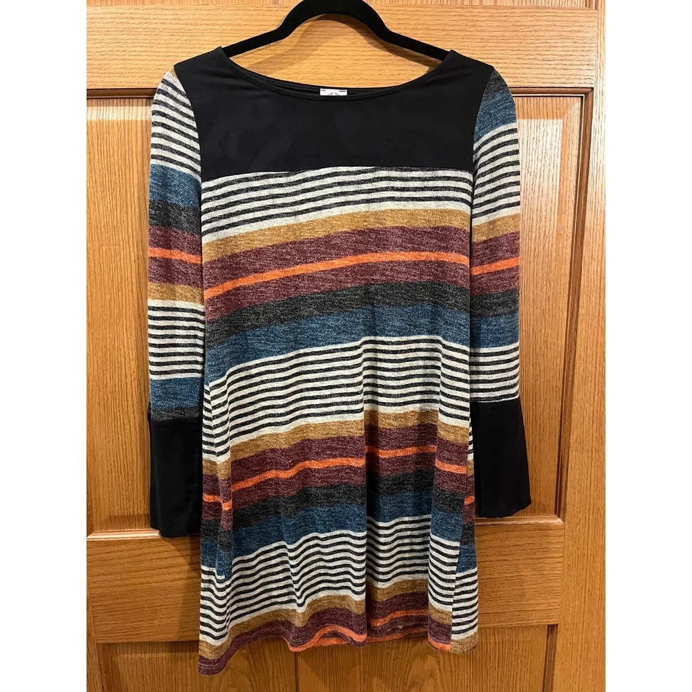 Boho Retro Fall Daydream Earth Toned Wanna B Women Suede Sweater Casual Dress L